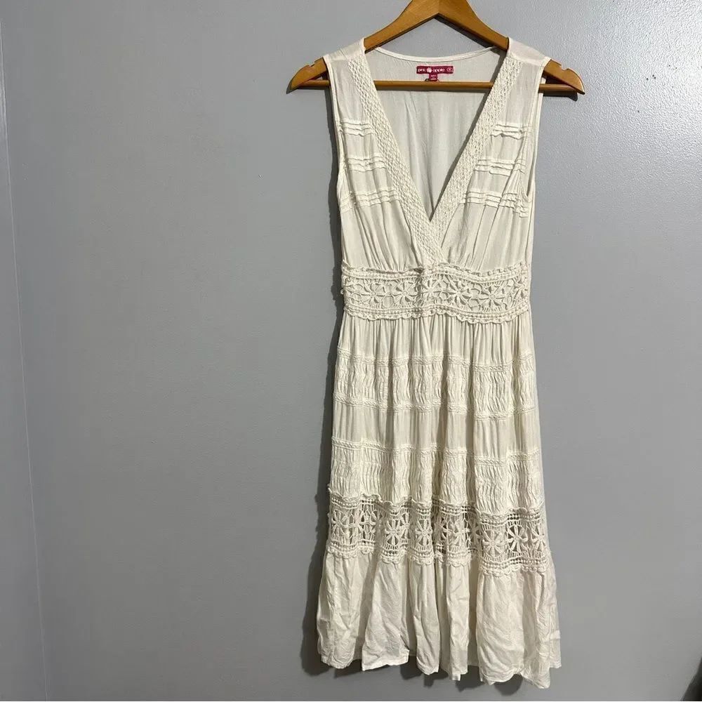 Pink Apple white lace and knit dress size S